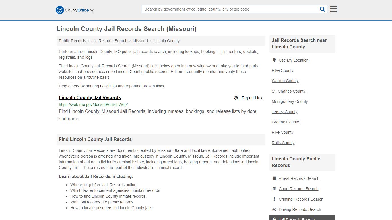 Jail Records Search - Lincoln County, MO (Jail Rosters ...